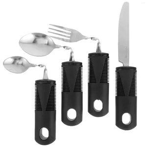 Dinnerware Sets 4 Pcs Bendable Cutlery Built Utensils Adults Weighted Elderly Tableware Spoon Fork Portable Rubber The