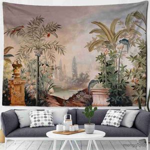 Tapestries Dome Cameras Tropical Rainforest Leaves Wall Tapestry Bohemian INS Red Bird Wall Hanging Tapestry Home Decor Table Cover Tapestry R230714