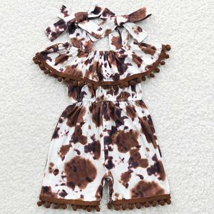 Kläder sätter baby flickor kläder jumpsuit cow western mode småbarn jumpsuits mjölk siden boutique barn grossist 230714