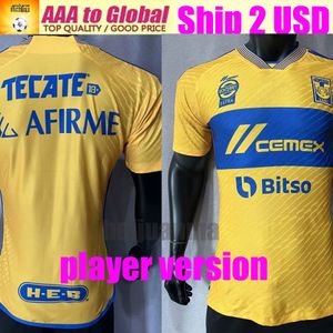 23 24 Gignac Tigres Uanl Versione giocatore Maglie da calcio per bambini uomini Home Messico Liga MX Shirt calcistici Earthday Giovanil Kit calcio di calcio Kit calcio Shirt