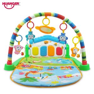 Huanger Baby 3 in 1 Play Mat Развитие Clawling Children's Music Mat с клавишной фитнес -ковром Carpet Carpation Toys260V