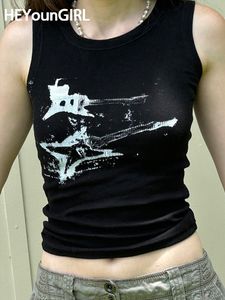 Kadın Tankları Camis Heyoungirl Gitar Baskı Kolsuz Tank Top Y2K Kırışıklıklı Yüzük Kadınlar Grunge Crop Harajuku Moda Yelek Tee 90s Sokak Kıyafetleri 230713