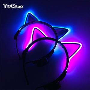 LED Light Sticks Luminous Up Headwear 6 Lighting colors Cat Ear Flashing Headband Rave For Women Girls Glowing Party Supplies 230713