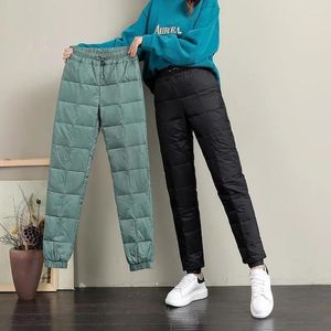 Calças femininas de algodão para baixo inverno 2023 cintura alta moda leve mãe casual esportes quentes