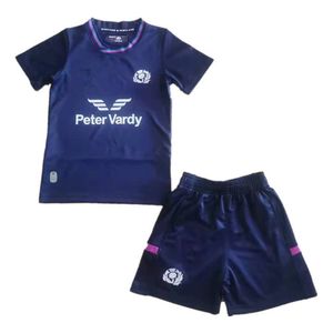 Zestawy biegowe Szkocka koszulka Rugby koszulka 22 Scotland Kids Kit Home Rugby Jersey Shorts Rozmiar 16 26 230713