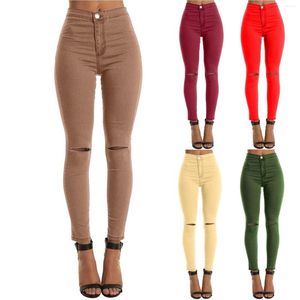 Kvinnors jeans stretchiga mager mid-rise mjuka denim leggings med fickor klassisk smal passform andas bomullsblandning byxor