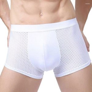 Трусы без мешковины мужчины сексуально U Bulge Muck Мужские стволы Cueca Mens Ice Silk Boxer Shorts дышащие трусики Calzoncillos