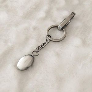 Nyckelringar 1 st vanlig oval nyckelhållare Custom Locket Rostfritt stål Keychain DIY -kedjor Familjeminne som gör tillbehör
