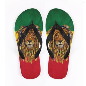 Slippare Jamaica National Flag Cartoon Printing Mönster damer Flip Flops Fashion Simple Students House Shoeside Resort