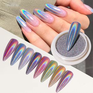 Nail Glitter 1 Box Upgrade Solid Holographic Pulders Super Shiny Polishing Chrome Pigment Dust Laser Art Decorations 230714