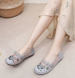 Sandalen Damen-Stoffschuhe im Peking-Stil, atmungsaktiv, bestickt, Ethno-Stil, Mom-Sandalen 230714