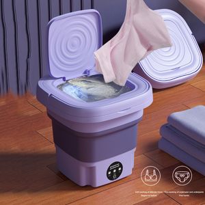 Buckets Folding Washing Machine Portable Small Underwear Sock Mini Intelligent 3gear Low Noise Nonslip Household Items 230714
