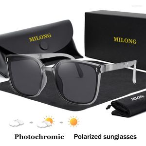Sunglasses Portable Pochromism Folding Women Polarized Anti-Blue Light Ultra-light Full Frame Shade The UV400