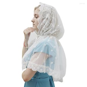 Scarves White Lace Scarf For Summer Lightweight Shawl With Floral Pattern Ladies Mother Wedding Party Sunproof Supplies