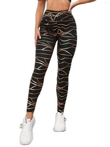 Leggings da donna JSC Bronzing per le donne pantaloni da yoga fitness a vita alta cucitura sexy sottile matita elastica vestiti shinny