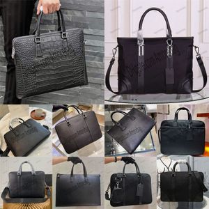 Re Nylon Saffiano leather briefcase work bags tote Enameled metal print nylon lining adjustable shoulder strap name tag crossbody luxury Designers