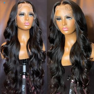 Hd Transparent Lace Front Human Hair Wigs 28Inch Body Wave 13x6 Frontal Wig for Women Brazilian Closure Wigs