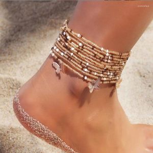 Catene Beach Bead Mix And Match Contrasto Riso Piedi Catena Semplice Stile Etnico Farfalla Ornamento Per Le Donne