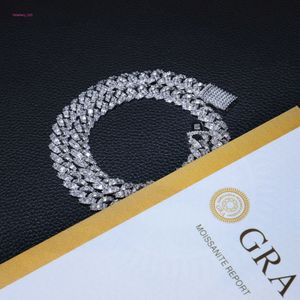 Anhänger Halsketten VVS Moissanit 10mm kubanische Gliederkette Iced Out Pass Diamant Tester Schmuck Halskette Armband Herren 14K vergoldet