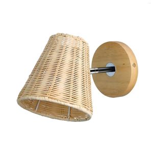 Wall Lamp Rattan Sconces Rustic Decorative Light Handmade Bohemian Mount Chandelier Bedside For Living Room