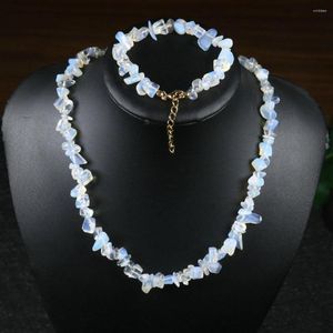 Conjunto de colar de pedra gargantilha opala natural irregular para mulheres curativo meditação charme pulseira joias