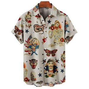 Vestido 2023 verão oversized havaiano camisa de alta qualidade dos homens roupas designer marinheiro lua streetwear praia sereia túnica manga curta