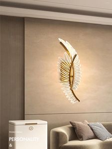 Duvar lambası Led Nordic Feather Light Modern Pirinç Dimmer Elmas Acces Yatak Odası Koridoru Koridor Aplike Odalar İçin Ev