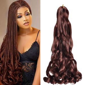 Fransız Bukleler Brading Saç #30 Gevşek Dalgalı Örgü Saç Uzantıları Sentetik 22inch 75G/Paket Fransız Kıvırcık Tığ işi Saç LS04