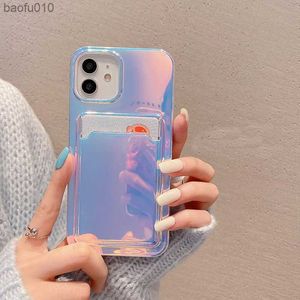 Ins Korea Laser Aurora Card pacchetto Custodia morbida in silicone per iPhone 14 13 7 8 Plus X XS XR MAX 11 Pro SE 12 Pro Cover posteriore L230619