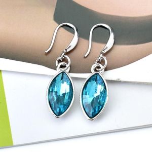 Brincos Pendentes Azul Vermelho Gota de Cristal Para Noivas Cor Prata Lustre Brinco Moda Casamento Jóias Acessórios