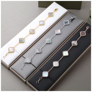 Clover bracelet desinger jwelery gray lucky mother-of-pearl bracelet for women five flower bangle silver four leef chain fashion gold jewelry with box vcard35500 new