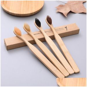 Other Bath Toilet Supplies Simple Bamboo Charcoal Toothbrush Eco- Friendly Soft-Bristle Tooth Brush Portable Oral Cleaning Teeth W Dhvqt