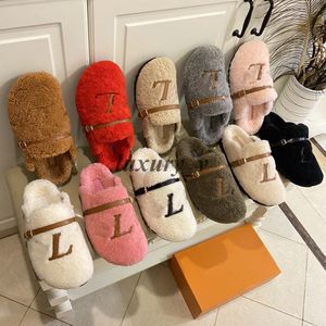 PASEO COMFORT Ciabatte piatte Designer Pantofole da donna Copricapo Sandali di lana Scivoli in pelliccia Inverno Furry Soffice Scuffs