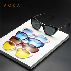 Sunglasses VCKA Customized Myopia Hyperopia Magnetic Clip Polarized Sunglasses Prescription Glasses Diode for Women 2023 NewCat Eyewear Z230714