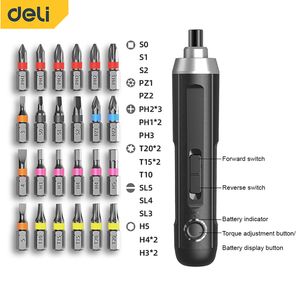 Screwdrivers Deli electric screwdriver wireless rechargeable lithium battery screwdriver with LED light 3.6V power tool set 230713
