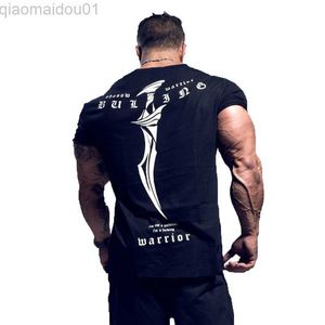 T-shirt da uomo 2021 New Summer T-shirt da palestra T-shirt sportiva di marca di tipo grande T-shirt da uomo Bodybuilding Fitness stampa T-shirt da corsa manica corta L230713