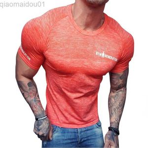 Herr t-shirts 2022 Ny snabb torr löpning t-shirt fitness tight kort ärm t-shirts män kompression t-shirt sporttröja män gym t shirt 3xl l230713