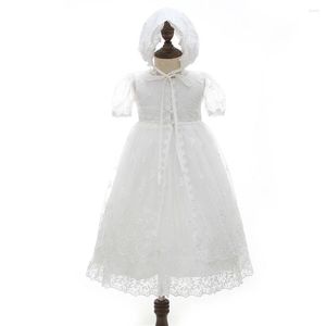 Abiti da ragazza Vestito da bambino nato Battesimo di 1 anno Abiti di pizzo bianco Infantile Festa di compleanno Matrimonio Principessa Abbigliamento per bambini 0-24 m