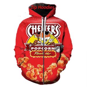 Cheetos 3D -tryck kausalkläder Nya mode män kvinnor blixtlås hoodies hk03325f