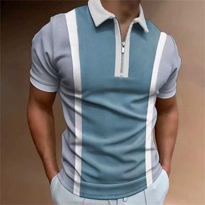 Camisetas masculinas 2023 camisa de pólo casual de verão de verão colisão listrada de colisão de camiseta estampada diariamente com homens respiráveis top l230713