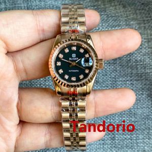 Inne zegarki Bliger 26 mm moda Rose Gold Ladies Diamond Tarce Sapphire Glass Data NH05 Automatyczny ruch Women Watch Mini Design 230714