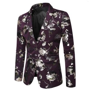 Herrenanzüge Herren Bronzing Floral Anzugjacke Stilvoll Revers One Button Smoking Blazer Männer Dinner Party Abschlussball Hochzeit Kostüm Homme XXXL