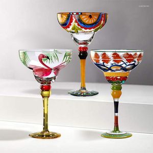 Wine Glasses 300ml Margarita Cocktail Glass Handmade Colorful Goblet Cup Creative Lead-free Ome Bar Wedding Party