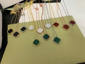 Fashion designer jewelry luxury necklace girls aesthetic plated gold chains black red gemstone delicate love four leaf clovers necklace for women ZB002 C23
