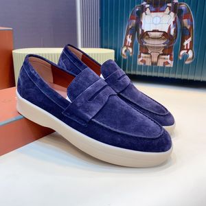 Sapatos masculinos casuais de luxo, mocassins LP, camurça, couro de vaca, oxfords, LorosPiana, mocassim de verão, conforto, sola de borracha com caixa original EU38-47