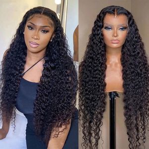 Synthetic Wigs Water Wave Long For Women 13x6 HD Lace Frontal Brazilian Deep Curly Human Hair ISEE YOUNG Full 230714