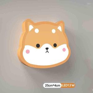 مصباح الجدار Kawaii Akita inu shiba مصابيح Luminaria المنزل ديكور الوردي