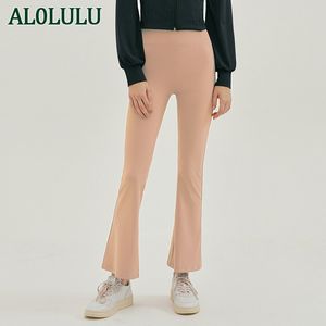 al0luluフィットネススポーツレギンスワイドレッグヨガパンツハイウエストナインポイントパンツ