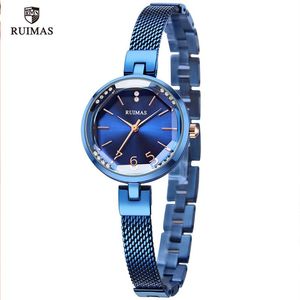 Ruimas Women's Simple Analog Blue Watches Luxury Top Brand Quartz Watch Ladies Woman Water Resistant Wristwatch Relogio Girl 279r
