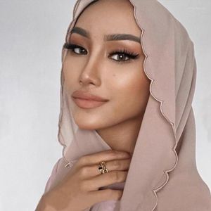 Etniska kläder Ramadan Chiffon Hijab Scarf For Muslim Women Shawl Stretchy Easy Hijabs Tassel spetsar halsdukar Huvudduk Afrikansk kvinna turban